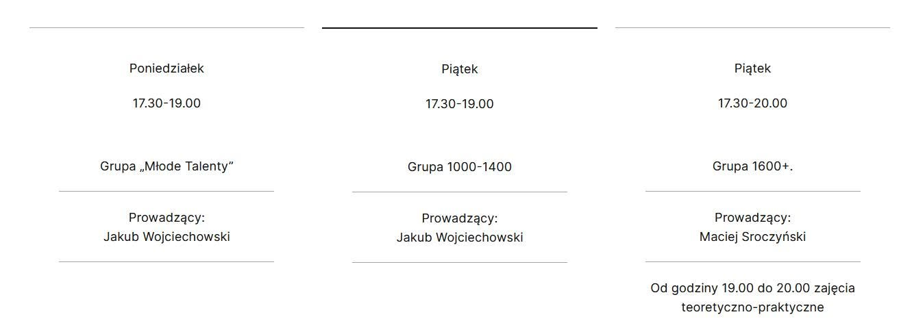 WAŻNA INFORMACJA – HARMONOGRAM ZAJĘĆ